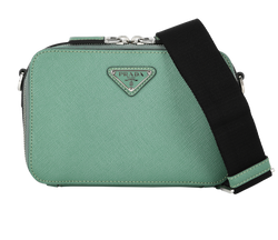 Logo Zipped Crossbody, Saffiano, Green, 56/2, S/DB, 3*